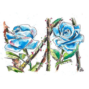 Dibujo Original Rosas Azules