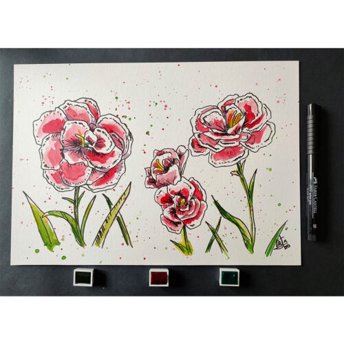 Dibujo Original Claveles - Imagen 2