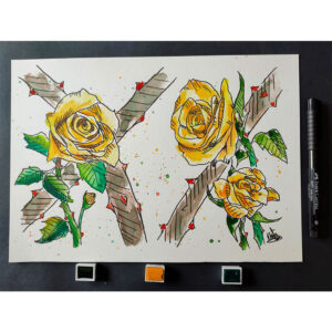 Dibujo Original Rosas Amarillas